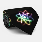 カラフルで白熱［赤熱］光を放つな原子パターン|黒いギークのギフト ネクタイ (ロール)
