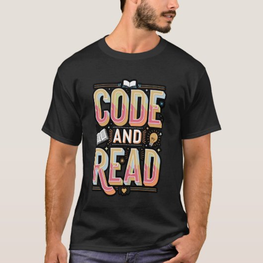 カラフルで知的コードと読書 Tシャツ (正面)
