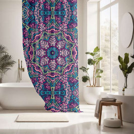カラフルで素敵なマンダラのシームレスパターン シャワーカーテン
