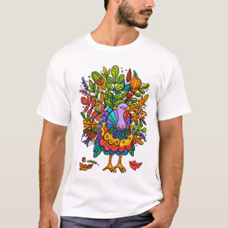 カラフルで素晴らしいターキーのデザイン Tシャツ