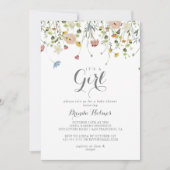 カラフルで繊細な野生のガールベイビーシャワー 招待状 (正面)