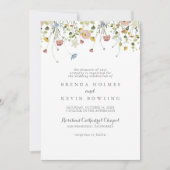 カラフルで繊細な野生の花の伝統的な結婚式 招待状 (正面)