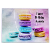 カラフルで美味しそうなマカロンの写真 ラージペーパーバッグ (正面)