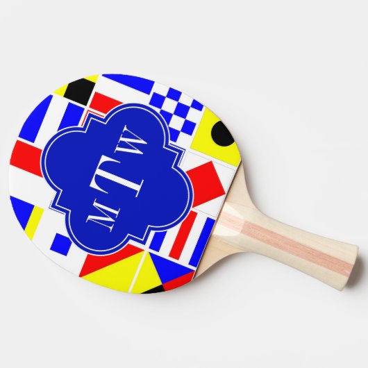 カラフルで航海のなシグナルフラグの王室のな3Iモノグラム 卓球ラケット (横)