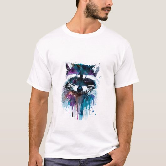 カラフルで芸術的なアライグマのTシャツ Tシャツ (正面)
