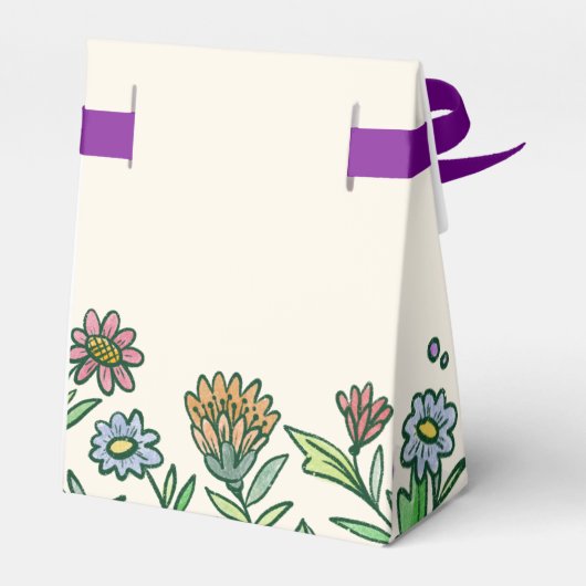 カラフルで芸術的なスカンジナビアスタイルのブライズシャワー フェイバーボックス (裏面サイド)