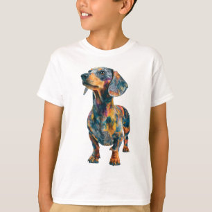 カラフルで芸術的なダックスフンドの仔犬の子供たち Tシャツ