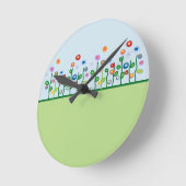 カラフルで芸術的な花の美しい庭 ラウンド壁時計 (傾斜)