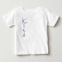 カラフルで芸術的なKINDのタイポグラフィー 励ましの言葉 ベビーTシャツ