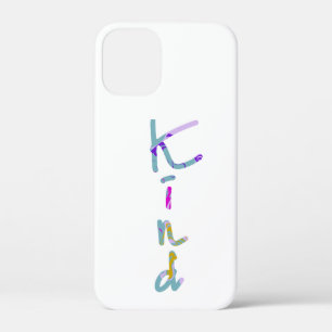 カラフルで芸術的なKINDのタイポグラフィー 励ましの言葉 iPhone 12 MINI ケース