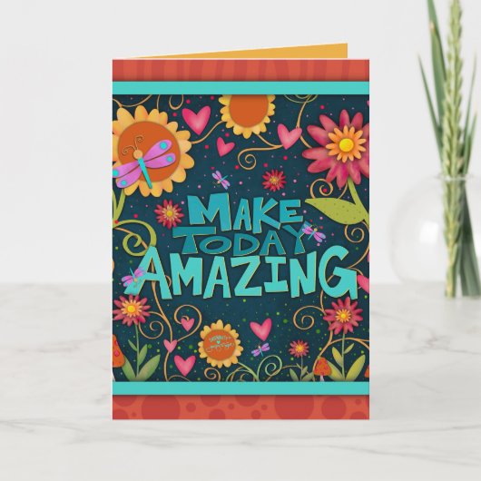 カラフルで華やかな楽しい 明るい気分で 今日をすごそう サンキューカード (正面)