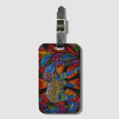 カラフルで華美な象および曼荼羅 ラゲッジタグ (正面縦)