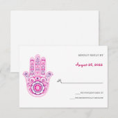 カラフルで華麗なハムサのレスポンスカード 招待状 (正面/裏面)