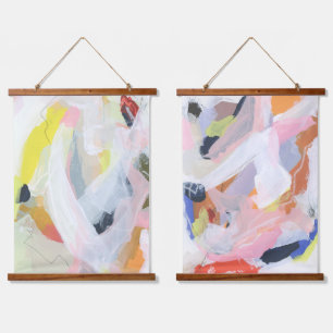 カラフルで表現力豊かな抽象画アート 吊り下げ型タペストリー