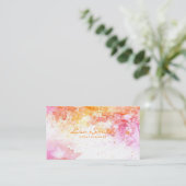 カラフルで赤いおよびオレンジ水彩画 名刺 (スタンド正面)