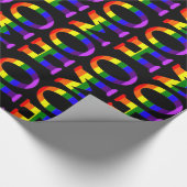 カラフルで陽気な虹はヒト属パターンを着色します ラッピングペーパー (角)