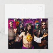 カラフルで面白いパンクロックパーティーのイエス ポストカード (正面/裏面)