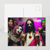 カラフルで面白いレトロパンクロックパーティーのイエス ポストカード (正面/裏面)