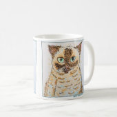 カラフルで風変わりな猫の肖像画 コーヒーマグカップ (正面右)