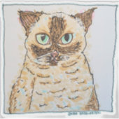 カラフルで風変わりな猫の肖像画 シール (正面)