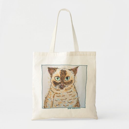 カラフルで風変わりな猫の肖像画 トートバッグ (正面)