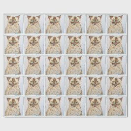 カラフルで風変わりな猫の肖像画 ラッピングペーパー