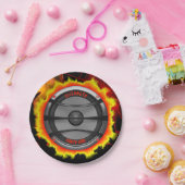 カラフルで騒々しい音楽スピーカーのダンスパーティー ペーパープレート (パーティー)