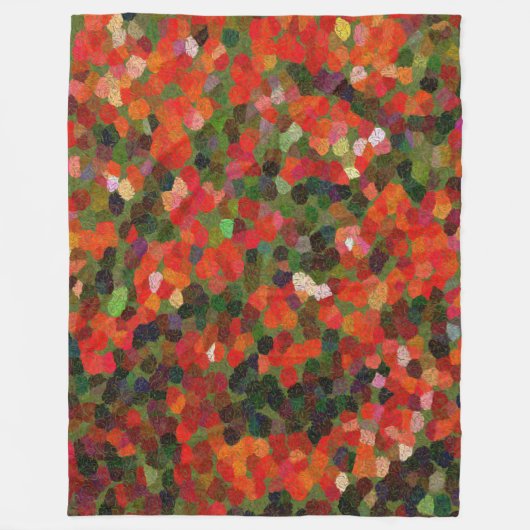 カラフルで鮮やかで小さく赤い点の抽象芸術 フリースブランケット (正面)