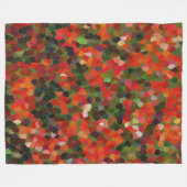 カラフルで鮮やかで小さく赤い点の抽象芸術 フリースブランケット (正面(横))