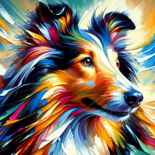 カラフルで鮮やかなコリー犬のアクリルプリントパズル ジグソーパズル