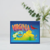 カラフルで鮮やかなバージニア州の地図ポストカード ポストカード (スタンド正面)