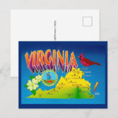 カラフルで鮮やかなバージニア州の地図ポストカード ポストカード (正面/裏面)