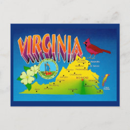 カラフルで鮮やかなバージニア州の地図ポストカード ポストカード