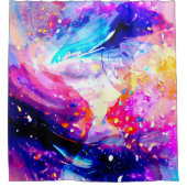 カラフルで鮮やかな虹のアブストラクト シャワーカーテン (正面)