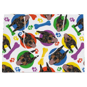 カラフルで、よくはしゃぐなドーベルマン犬 ラージペーパーバッグ (正面)