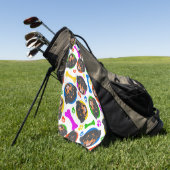 カラフルで、よくはしゃぐなロットワイラー ゴルフタオル (グリーン)