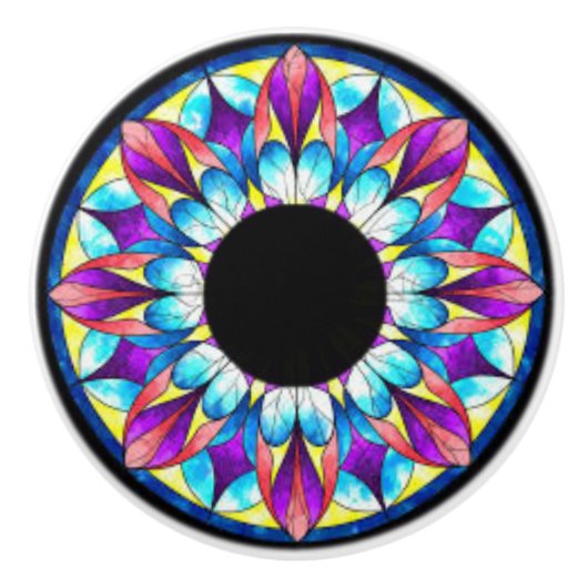 カラフルで、ユニークなパターンが付いている陶磁器のノブ セラミックノブ (正面)