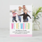 カラフルで、明るい写真の移動発表 案内状 (スタンド正面)