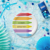 カラフルで、明るい虹は誕生日をクレヨンで彩色します ペーパープレート (パーティー)