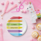 カラフルで、明るい虹は誕生日をクレヨンで彩色します ペーパープレート (パーティー)