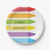 カラフルで、明るい虹は誕生日をクレヨンで彩色します ペーパープレート (正面)