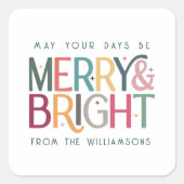 カラフルとブライトメリーキュートレトロスターズホリデー スクエアシール (正面)