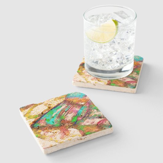 カラフルと素朴、ざらざら ストーンコースター (横)