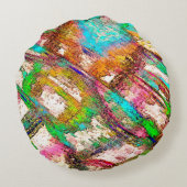 カラフルと素朴、ざらざら ラウンドクッション (裏面)