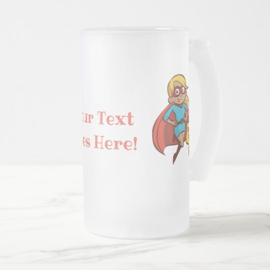 カラフルなあなたの文字を持つ飛行によってすごいお母さん フロストグラスビールジョッキ (正面右)