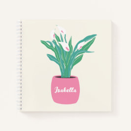 カラフルなおしゃれ観葉植物 スパティフィラムの名入れノート ノートブック