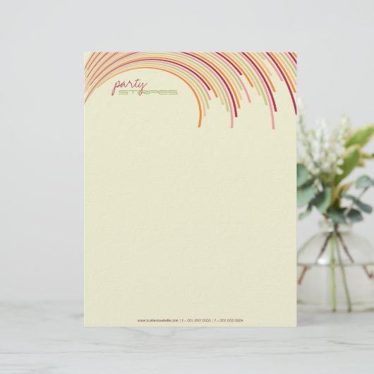 カラフルなおもしろいによって曲げられるパーティーのストライプのモダンなデザイン レターヘッド (スタンド正面)