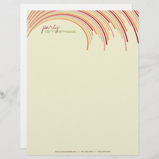 カラフルなおもしろいによって曲げられるパーティーのストライプのモダンなデザイン レターヘッド (正面/裏面)