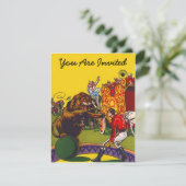 カラフルなおもしろいのサーカスのパーティーのテーマの招待の招待状 招待状 (スタンド正面)