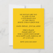 カラフルなおもしろいのサーカスのパーティーのテーマの招待の招待状 招待状 (裏面)